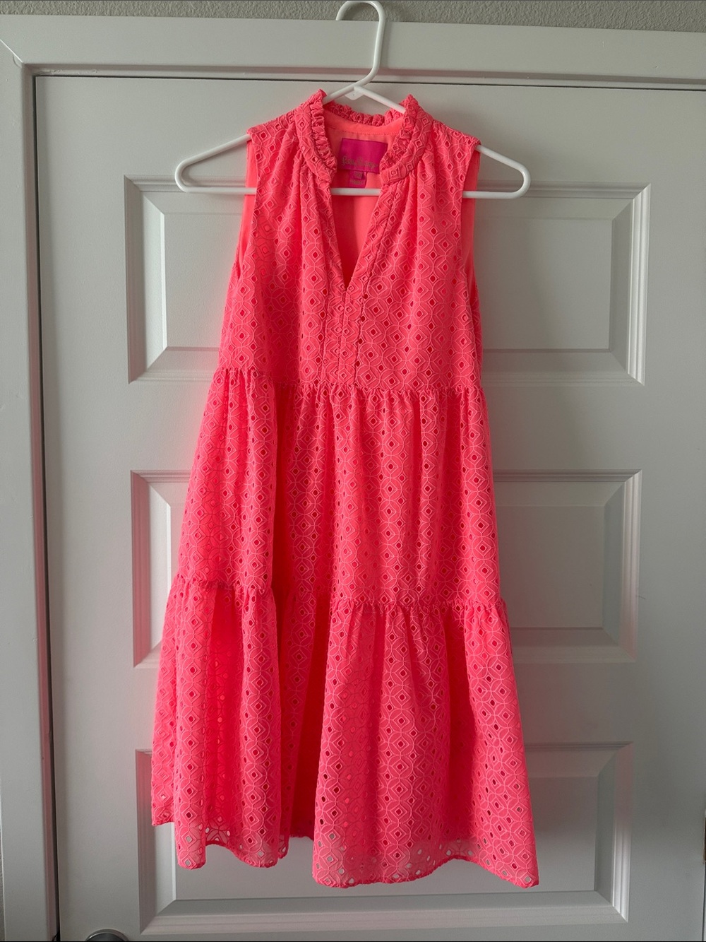 Lilly Pulitzer Novella Eyelet Tiered Sleeveless Dress - Coral